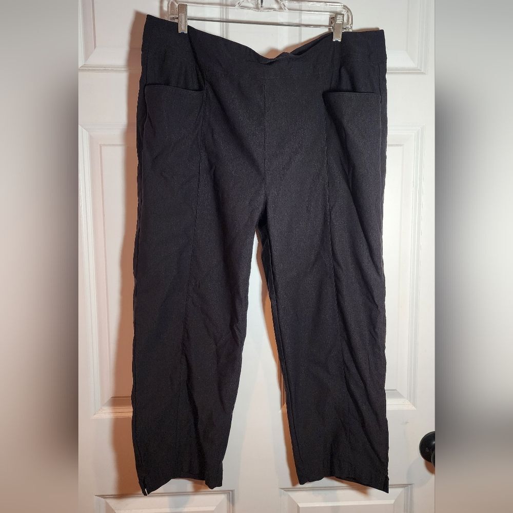 Lopez Delux Dri Stretchy Black Pull On Cropped Pants Pockets Size 20
